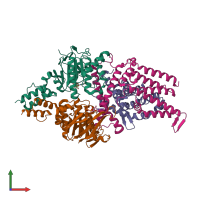 PDB entry 8bmp coloured by chain, front view.