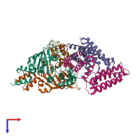 PDB entry 8bmp coloured by chain, top view.