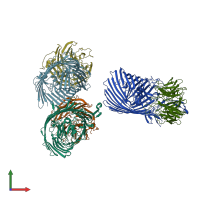 PDB entry 8bmx coloured by chain, front view.
