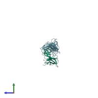 PDB entry 8bnq coloured by chain, side view.