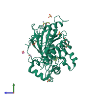 PDB entry 8bsz coloured by chain, side view.