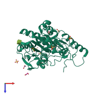 PDB entry 8bsz coloured by chain, top view.