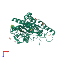 PDB entry 8bt5 coloured by chain, top view.