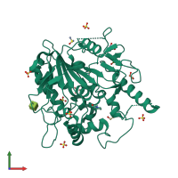 PDB entry 8bt8 coloured by chain, front view.