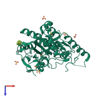 PDB entry 8bta coloured by chain, top view.