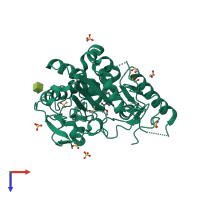 PDB entry 8bte coloured by chain, top view.