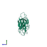 PDB entry 8bvo coloured by chain, side view.