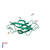 PDB entry 8bw6 coloured by chain, top view.