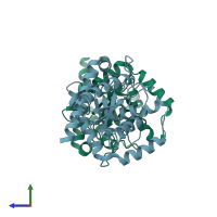 PDB entry 8c2o coloured by chain, side view.