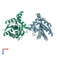 PDB entry 8c2o coloured by chain, top view.