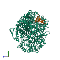 PDB entry 8c4t coloured by chain, side view.