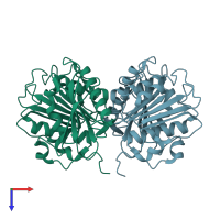 PDB entry 8c65 coloured by chain, top view.