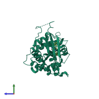PDB entry 8c8c coloured by chain, side view.