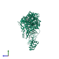 PDB entry 8c8v coloured by chain, side view.