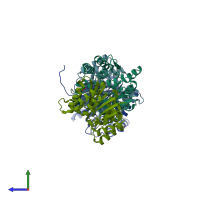 PDB entry 8c9t coloured by chain, side view.