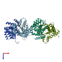 PDB entry 8c9t coloured by chain, top view.