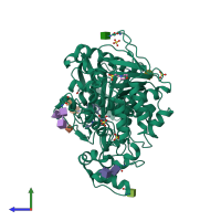 PDB entry 8cgo coloured by chain, side view.