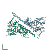 PDB entry 8cir coloured by chain, front view.