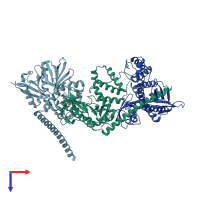 PDB entry 8cit coloured by chain, top view.