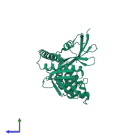 PDB entry 8ciu coloured by chain, side view.
