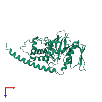 PDB entry 8ciu coloured by chain, top view.