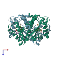 PDB entry 8cj0 coloured by chain, top view.