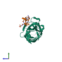 PDB entry 8cj3 coloured by chain, side view.