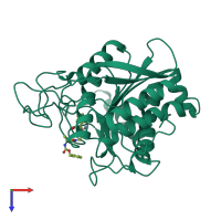 PDB entry 8cpa coloured by chain, top view.