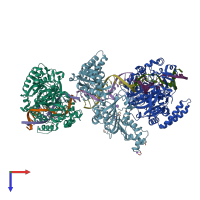 PDB entry 8cxs coloured by chain, top view.