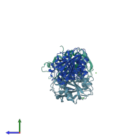 PDB entry 8d1d coloured by chain, side view.
