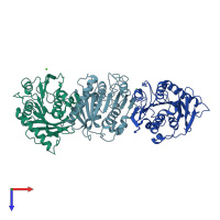 PDB entry 8d1d coloured by chain, top view.