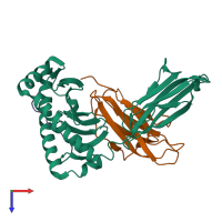 PDB entry 8d5j coloured by chain, top view.