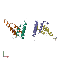 PDB entry 8da6 coloured by chain, front view.