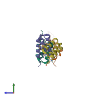 PDB entry 8da6 coloured by chain, side view.