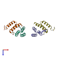 PDB entry 8da6 coloured by chain, top view.
