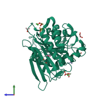 PDB entry 8daj coloured by chain, side view.