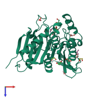 PDB entry 8daj coloured by chain, top view.