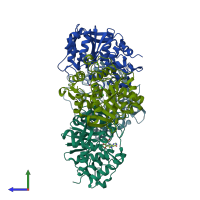 PDB entry 8db8 coloured by chain, side view.