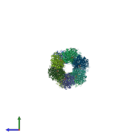 PDB entry 8dba coloured by chain, side view.