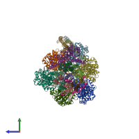 PDB entry 8dbu coloured by chain, side view.