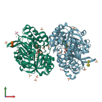 PDB entry 8dcd coloured by chain, front view.
