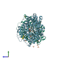 PDB entry 8dcd coloured by chain, side view.