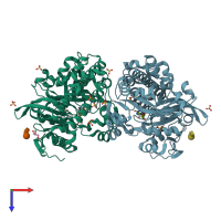 PDB entry 8dcd coloured by chain, top view.