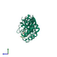 PDB entry 8dd1 coloured by chain, side view.