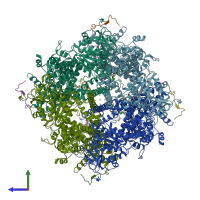 PDB entry 8ddv coloured by chain, side view.
