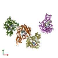 PDB entry 8dh0 coloured by chain, front view.