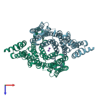 PDB entry 8dhm coloured by chain, top view.