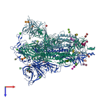 PDB entry 8dm1 coloured by chain, top view.