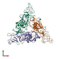 PDB entry 8dmk coloured by chain, front view.
