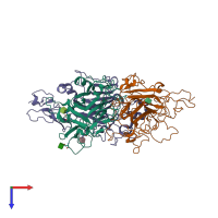 PDB entry 8dmk coloured by chain, top view.